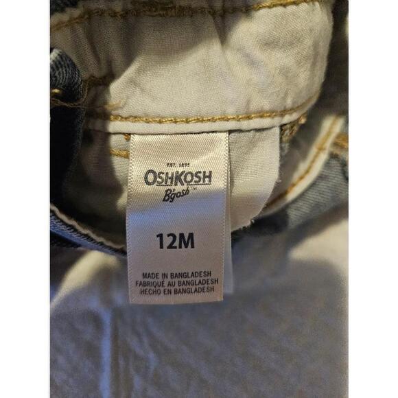 OshKosh B'Gosh Denim Overalls Baby size 12 Months Polka Dots Blue - Picture 3 of 10